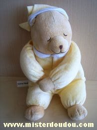 Ours Pyjama jaune bonnet jaune Tummy sleep