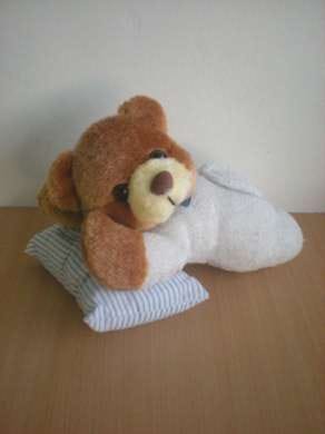 Ours Marron blanc coussin rayé bleu blanc Marque Inconnue