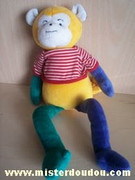 Singe Jaune bleu vert tshirt rayé rouge blanc Marque Inconnue