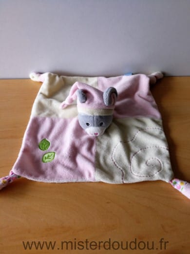 Souris Rose ecru feuilles vertes Gipsy