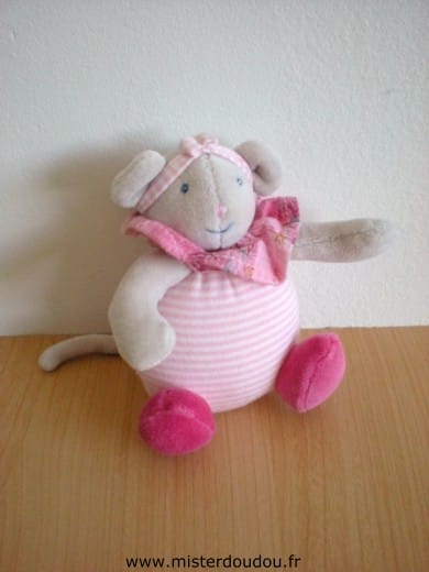 Souris Lila rayée rose blanc Moulin roty