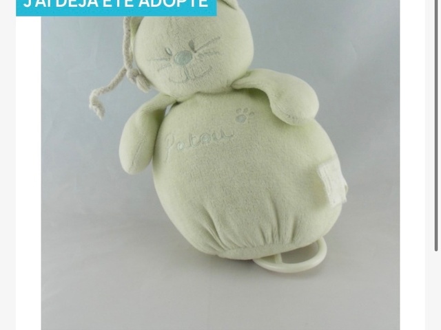 Recherche doudou Bengy Patou vert clair à musique