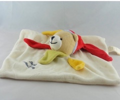 DOUDOU ET COMPAGNIE PLAT OURS BLANC JAUNE ROUGE VERT