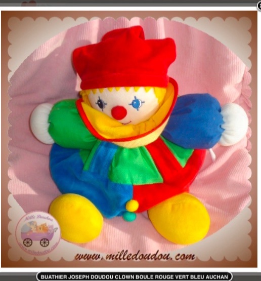BUATHIER JOSEPH DOUDOU CLOWN BOULE ROUGE VERT BLEU