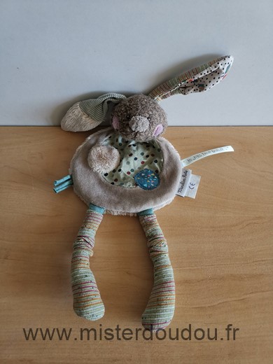 Moulin roty Lapin Marron gris vert beige les jolis trop beaux - Très bon état