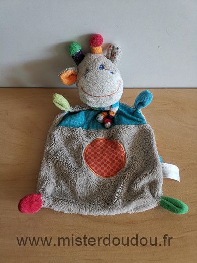 Nicotoy Vache Girafe gris bleu rond orange - Très bon état