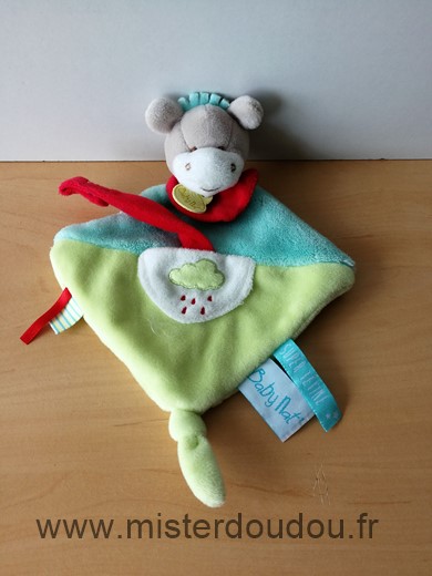 Baby nat Ane Bleu vert nuage attache tetine rouge - Très bon état