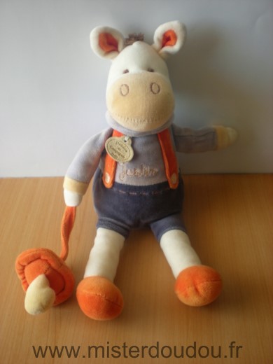 Doudou et compagnie Ane Justin mauve orange tetine - Très bon état