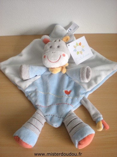 Nicotoy Ane Gris blanc bleu avec un oiseau brodé - Neuf