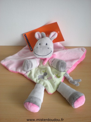 Nicotoy Ane Gris rose vert avec ane lapins brodés - Neuf