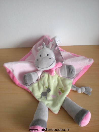 Nicotoy Ane Gris rose vert avec ane lapins brodés - Neuf