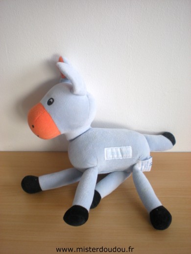 Nounours Ane Bleu orange - Bon état