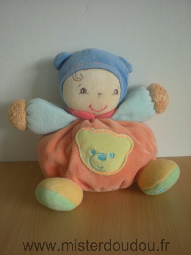 Kaloo Bonhomme Orange bleu tête de nounours - Très bon état