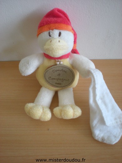 Canard Jaune orange rose mouchoire blanc Doudou et compagnie
