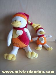 Doudou et compagnie Canard Rouge orange jaune écru - Neuf