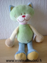 Bengy Chat Vert bleu jaune collier rose - Très bon état