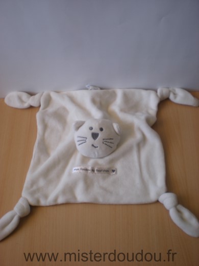 Bout chou Chat Blanc ecru mon doudou - Très bon état