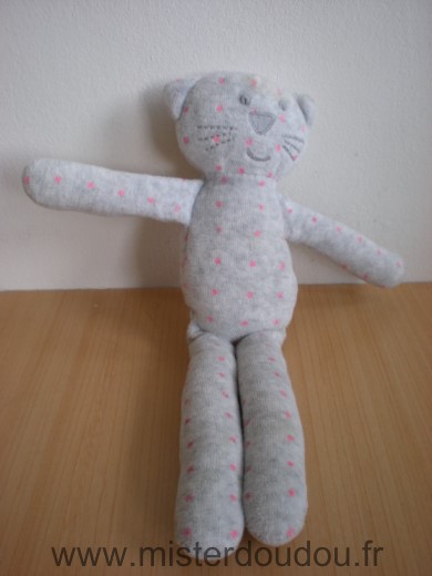 Bout chou Chat Gris etoiles roses - Très bon état