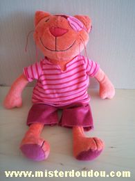 Credit agricole Chat Orange tshirt rayé rose rouge pentalon bordeau - Très bon état