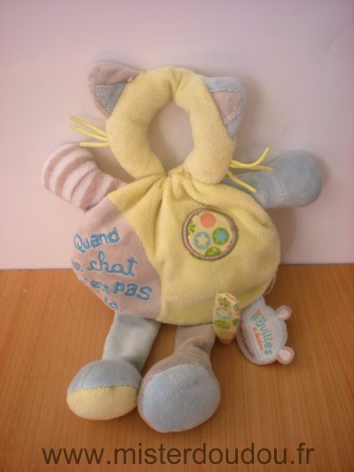 Doudou et compagnie Chat Jaune gris les bouilles - Très bon état