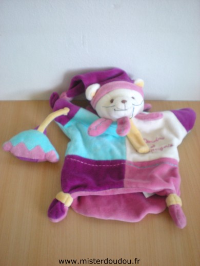 Doudou et compagnie Chat Mauve bleu violet blanc - Très bon état