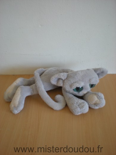 Manhattan toy Chat Lanky cat gris gros yeux bleus - Très bon état