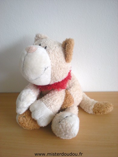 Marque Inconnue Chat Beige marron collier rouge - Très bon état
