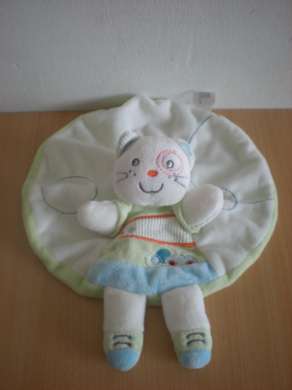Nicotoy Chat Blanc vert bleu motif voiture - Très bon état