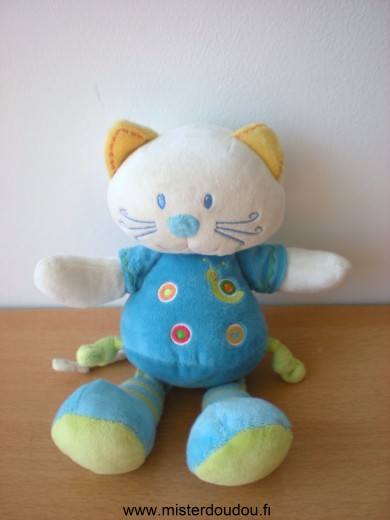 Nicotoy Chat Bleu blanc escargot brodé - Très bon état