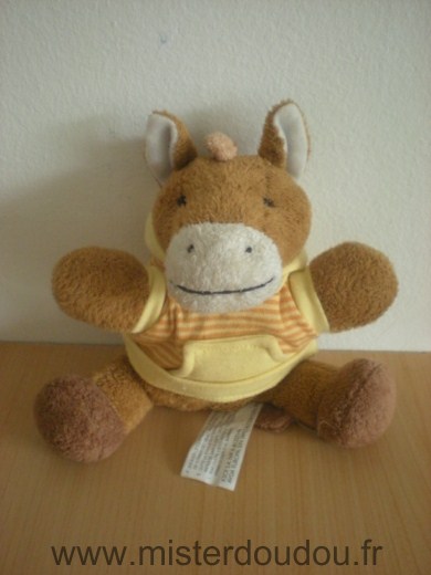 Kiabi baby Cheval Poney marron tshirt raye jaune orange - Très bon état