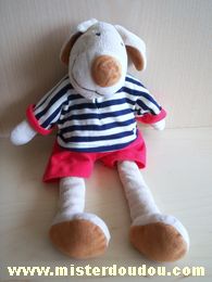 Ajena Chien Beige tshirt rayé bleu short rouge - Bon état