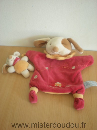 Doudou et compagnie Chien Hugo rouge tenant bebe chien - Très bon état