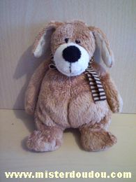 Lascar Chien Marron écharpe rayée beige marron - Très bon état