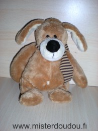 Lascar Chien Marron écharpe rayée marron beige - Très bon état