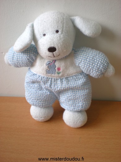 Luminou Chien Bleu vichy avec lapin brodé - Très bon état