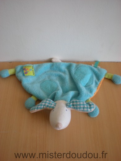 Moulin roty Chien Pinpin bicyclette bleu orange vert - Très bon état
