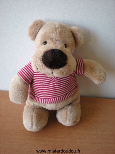 Nicotoy Chien Beige tshirt rayé rouge blanc - Très bon état