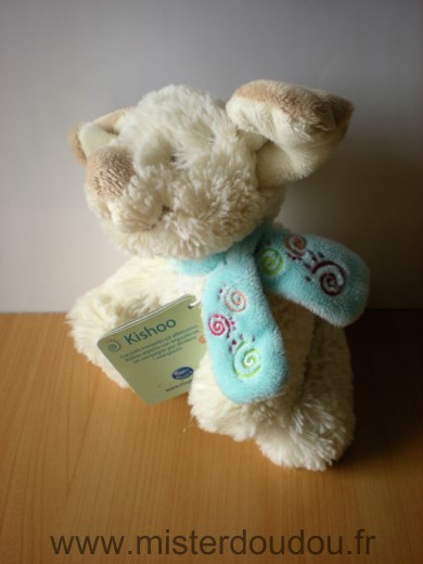 Noukie s Chien Ecru beige echarpe bleue kishoo - Neuf