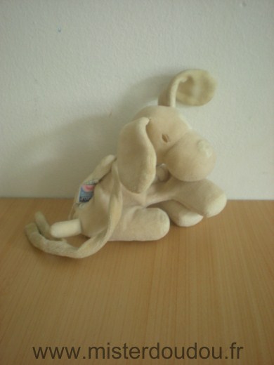 Sucre d orge Chien Beige blanc aveec attache tetine dans le dos - Bon état