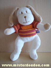 Sucre d orge Chien Blanc tshirt rayé marron orange - Très bon état