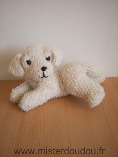 Marque Inconnue Chien Tissus eponge blanc billes noires pourles yeux nez noir - Très bon état