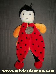 Doudou et compagnie Coccinelle Orange rouge points noirs - Très bon état