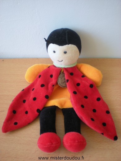 Doudou et compagnie Coccinelle Rouge orange noir - Très bon état