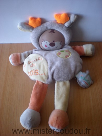 Doudou et compagnie Elan Gris jaune je touche du bois les bouilles - Très bon état