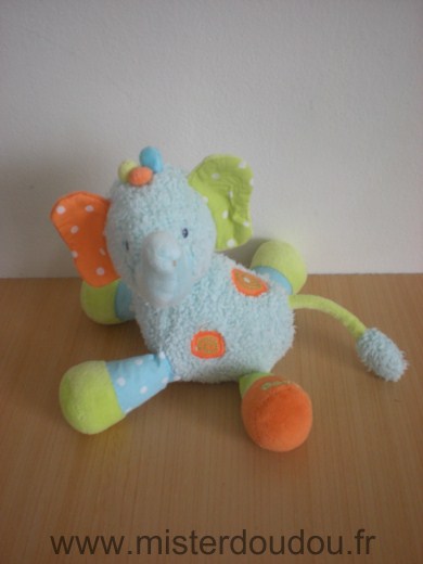 Baby sun Eléphant Bleu vert orange - Très bon état