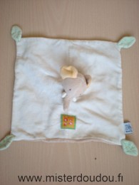 Eléphant Plat Ecru feuilles vertes, marron dessou Moulin roty