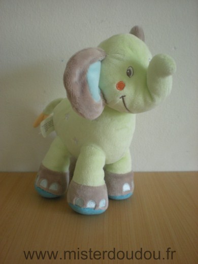 Nicotoy Eléphant Vert bleu etoiles blanches - Très bon état
