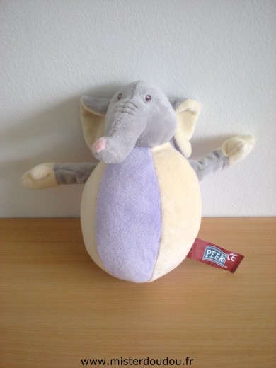 Peeko Eléphant Gris mauve jaune - Très bon état