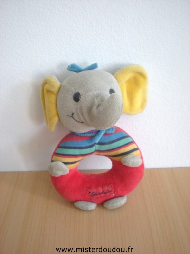 Sigikid Eléphant Rouge rayé bleu vert jaune - Très bon état