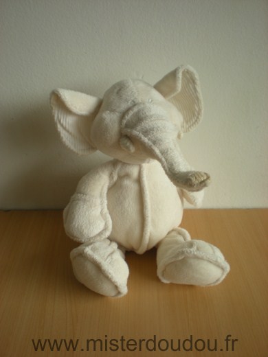 Marque Inconnue Eléphant Ecru creme oreilles velours - Très bon état